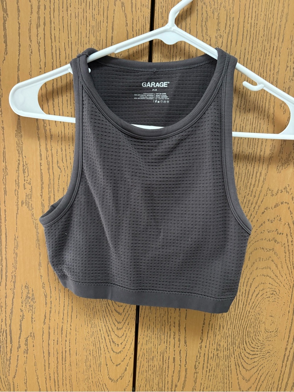 Garage Women's Dark Gray Ribbed Sports Bra